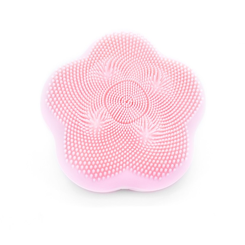 Pink silicone rose-shaped facial cleansing device